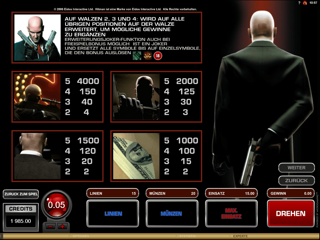 Hitman Paytable