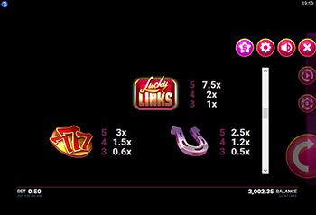 Lucky Links paytable