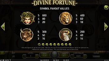 Divine Fortune paytable